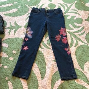 Venus Hand Painted Floral Design Jeans